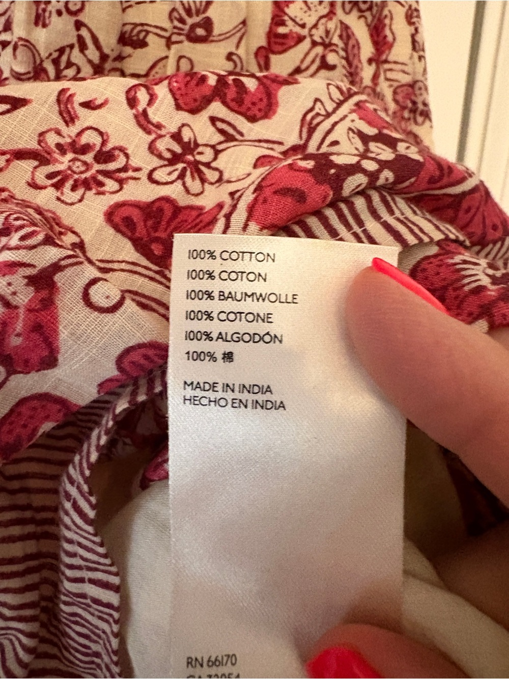 Anthropologie Cream and Pink Floral Short Sleeve Tunic w/pockets - Picture 5 of 5